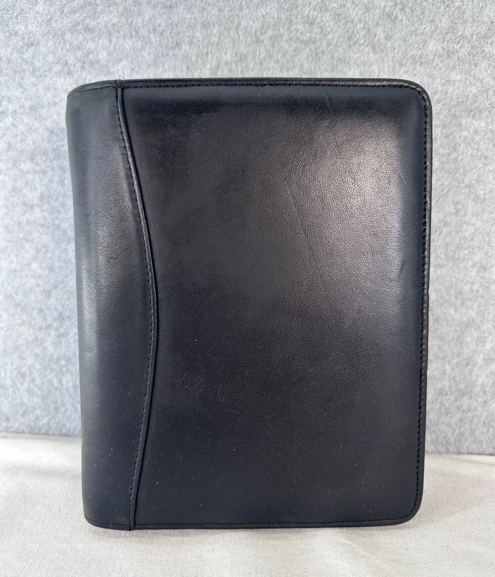 VTG Franklin Covey Black Leather Classic sz 8"x7" Planner6 Ring Y2K #22934.111